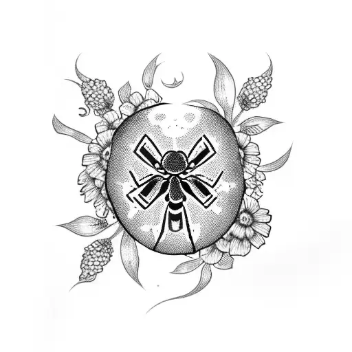 Black Widow Spider With Flowers