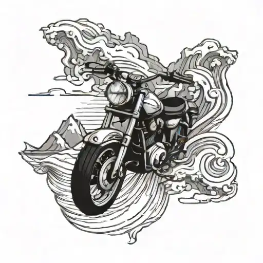A Motorcycle Winding Down From Mountain To Sea