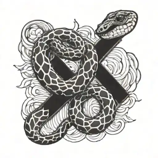 Snake Biting A Cross