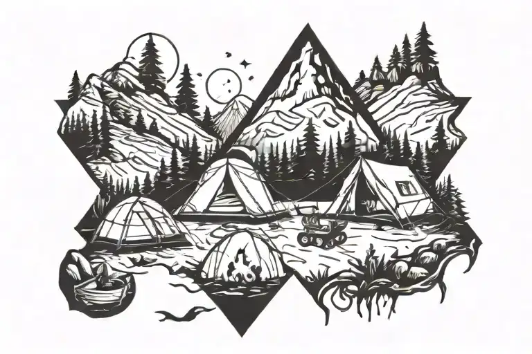 Wild Camping Scene Immersed