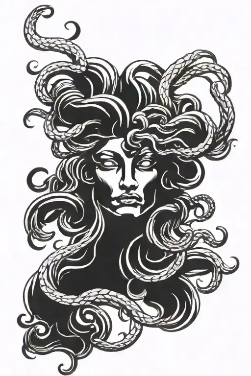 Medusa Head With Hair Spreading Out