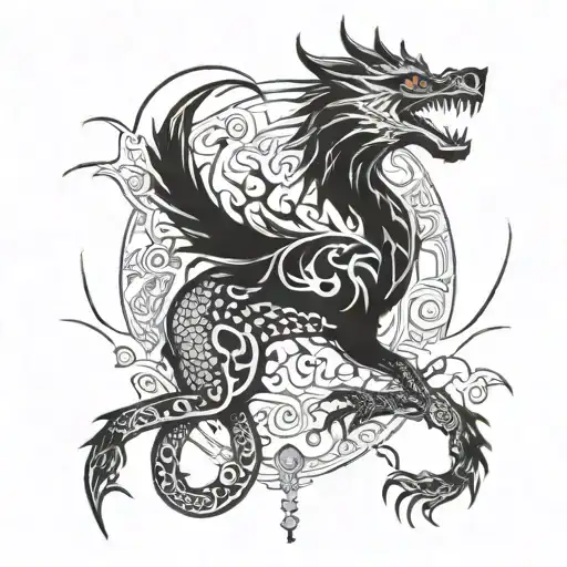 Blue Dragon Burning A Black Wolf