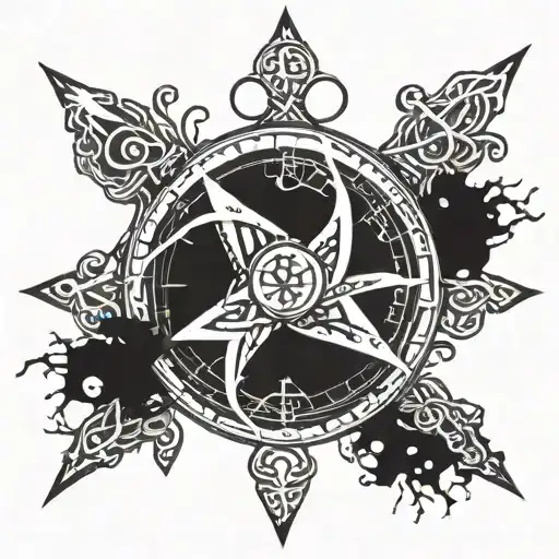 A Viking Compass Intertwined With A Vegvisir Symbol