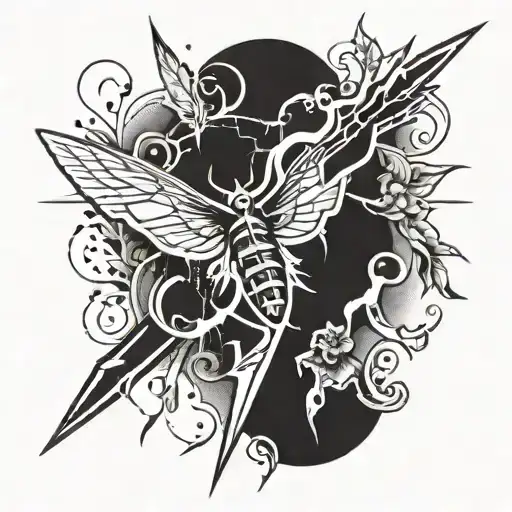 Lightning Bolt With Moth