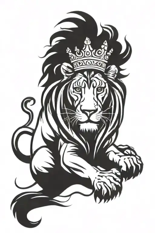 Tribal Lion Wearing A Crown