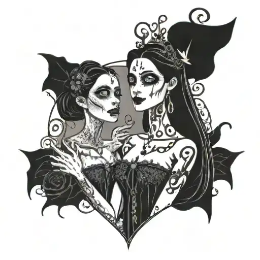 A Hauntingly Beautiful Portrait Of The Corpse Bride With Intricate Details And Delicate Linework