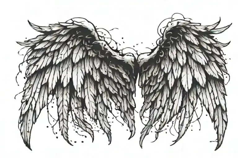 Bruised And Distressed Angel Wings