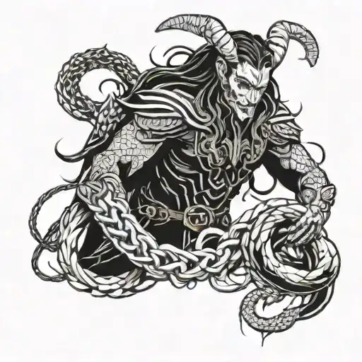 The Nordic God Loki Chained And Being Damaged By Venom Which Fall Off In A Snake Teeth