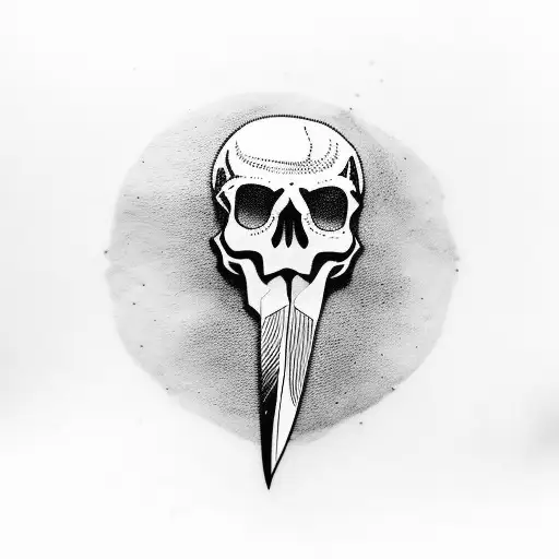 Skull With Knife In Head