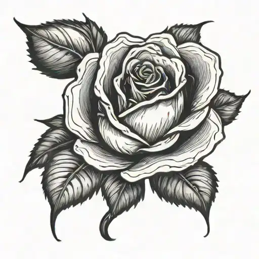 A Blackwork Tattoo Of A Beautiful Enchanted Rose From Beauty And The Beast