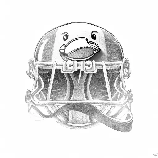A Pinguin Wearing A Football Helmet