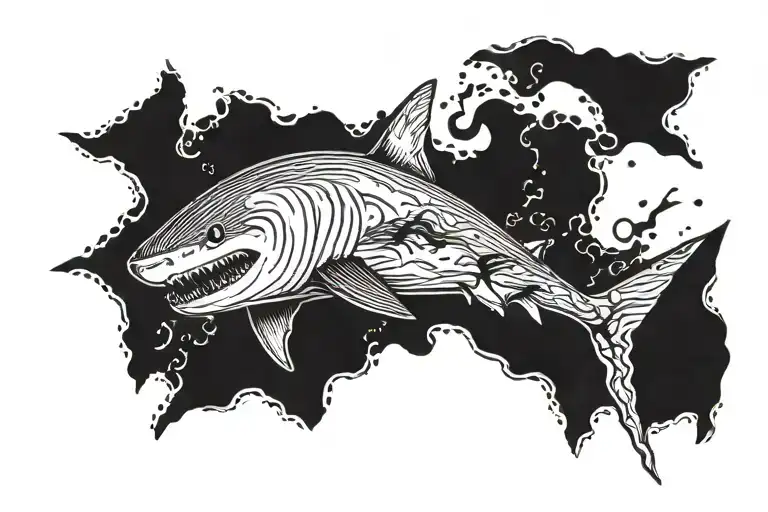 A Diver Swimming Away From A Shark Chasing It From Behind At A Distance