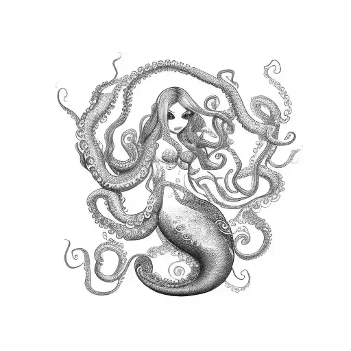 Mermaid With Octopus Tentacles For Hair