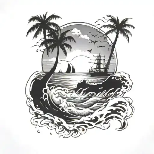 Masculine Ocean Beach Scene