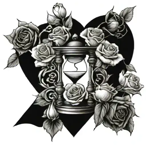 A Heart-shaped Hourglass Filled With Roses Symbolizing Eternal Love And The Passage Of Time