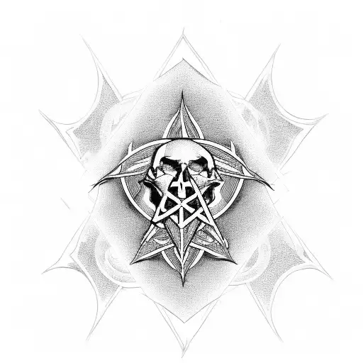 Black To Clear Gradient With Skulls And Pentagram's