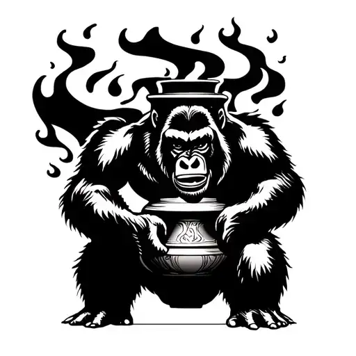 Roaring Gorilla Vase Flame