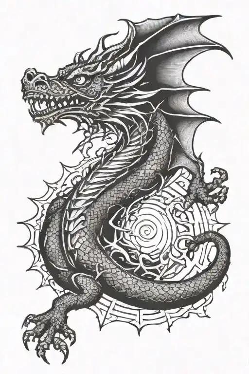 Dragon With Sun In Its Mouth