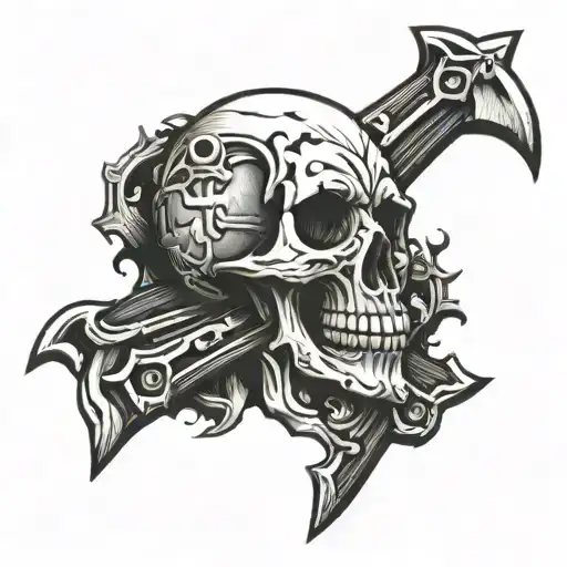 Tomahawks Like Crossbones Skull