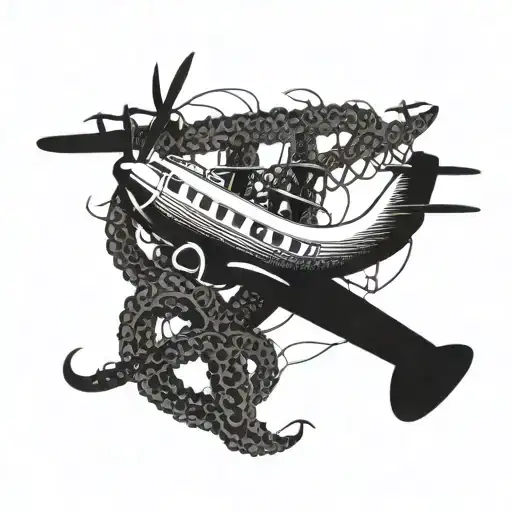 A Plane With Tentacles Around It Like The Kraken Taking A Ship