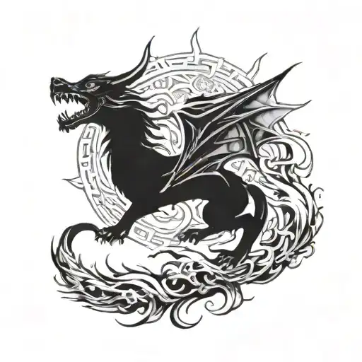 Dragon Burning A Wolf