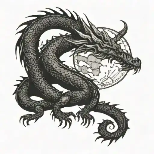 Dragon Looks At The Moon