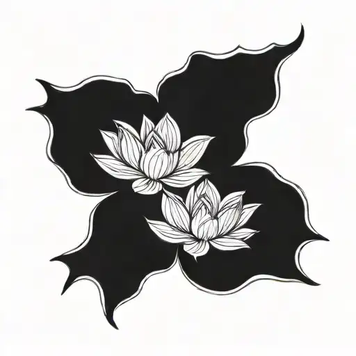 Lotus Flower With A Silhouette Of A Mother And Daughter Holding Hands Inside The Petals