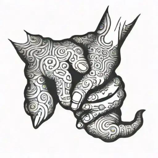 A Tattoo Of A Dad Holding His Daughters Hand And His Toddler Daughter Holding The Daughters Hand