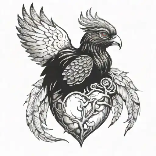 Phoenix Holding Anatomical Heart Chest Piece Featuring