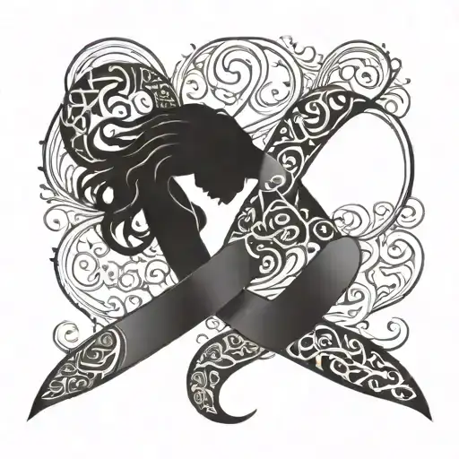 Liver Cancer Ribbon Intertwined With A Mother-daughter Silhouette