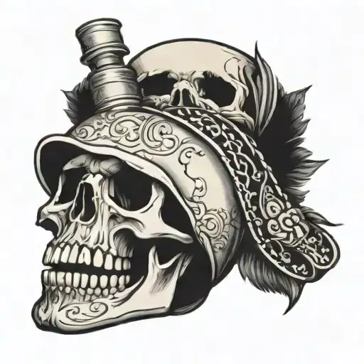 A Skull With A Bottle Of Tequila