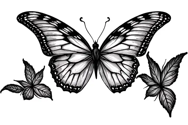 Butterfly Tattoo To Represent Mother And 2 Children Whos Names Are Waylon And Willow