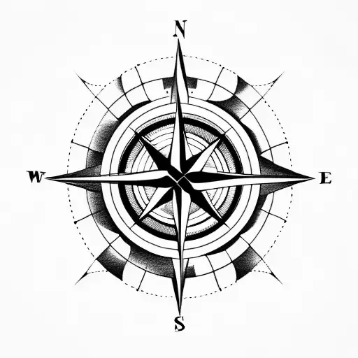 Compass With Mountains And Anchor