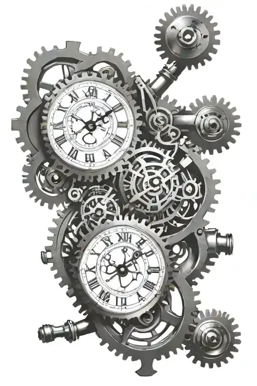 Steampunk Clock Mechanism Intertwined