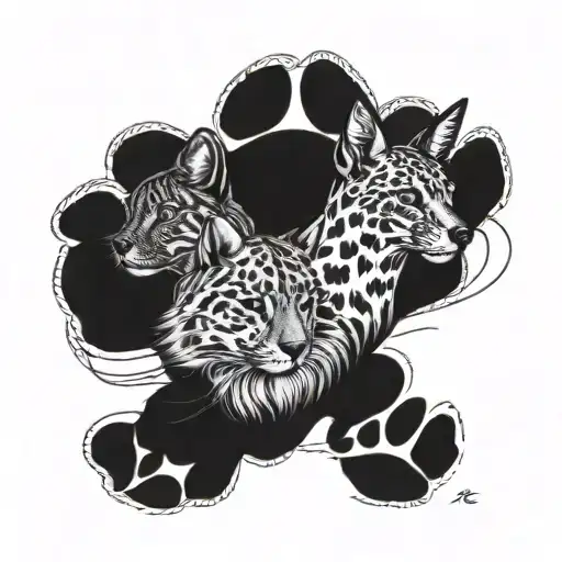 Primros And Daisy With A Paw Print