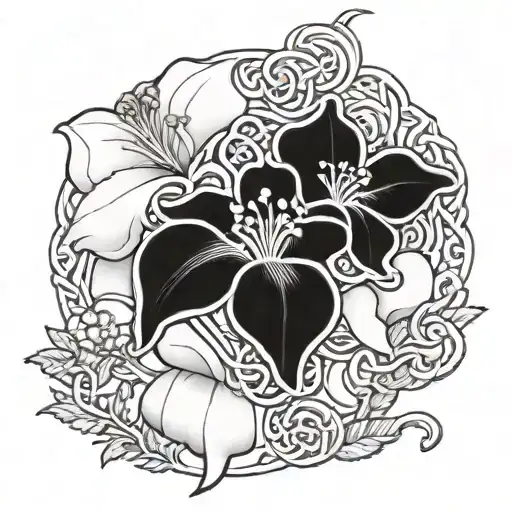 January And February Birth Flowers With Celtic Knotwork Incorporated