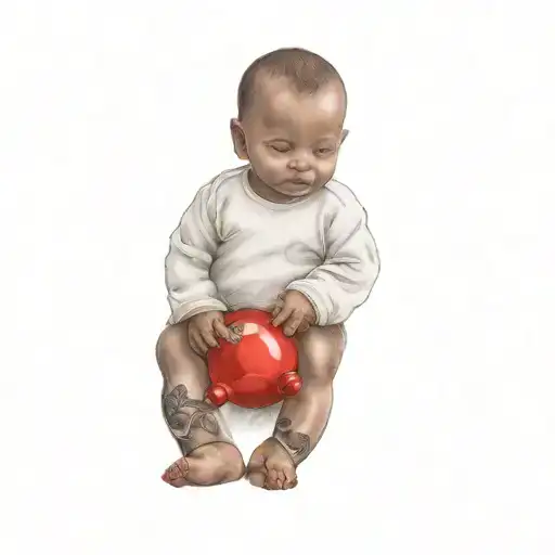 A Baby With Wings Holding A Toy