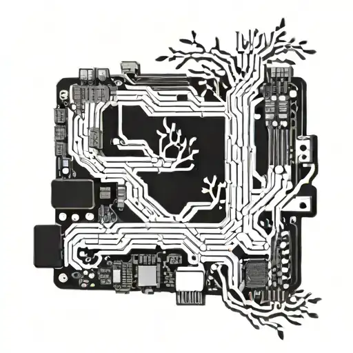 Computer Motherboard With Tree Branches