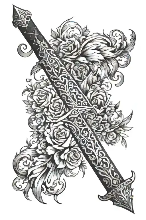 Sword Tattoo From Throne Of Glass Blackwork