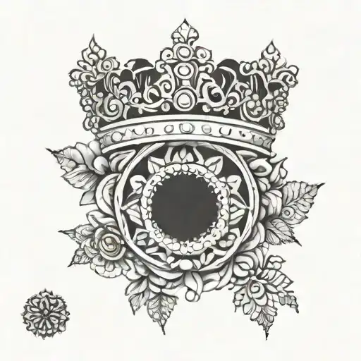 A Crown Sorrounded By A Wreath With Mandala Background