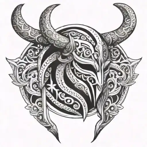 Sagittarius In Spartan Mask With Maori Design