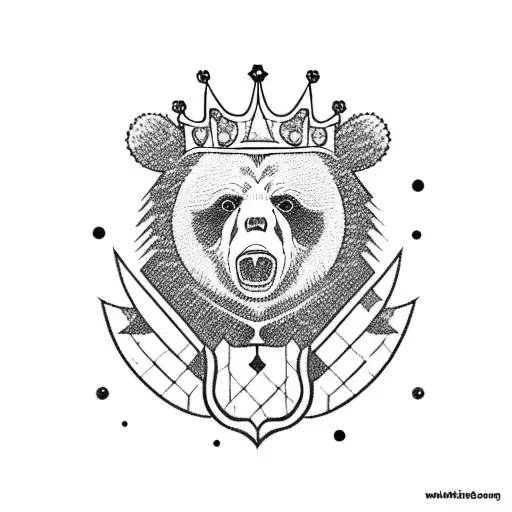 Bear With Crown And Castle On The Background