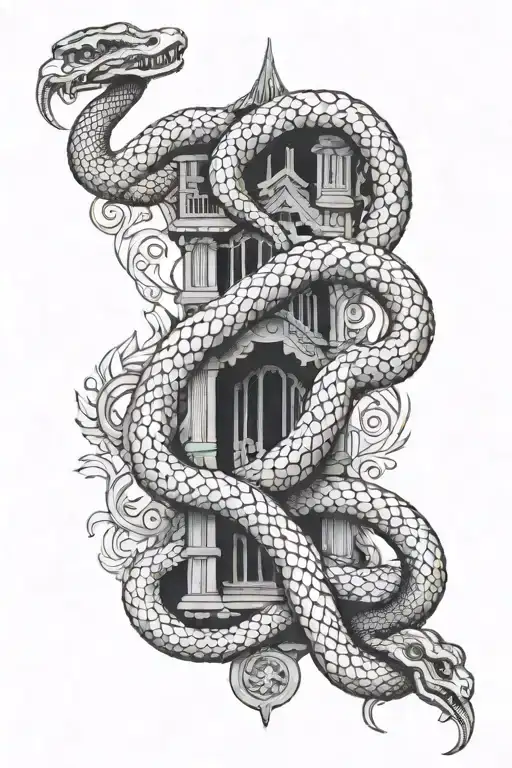 Temple Gate & Snake Coiled