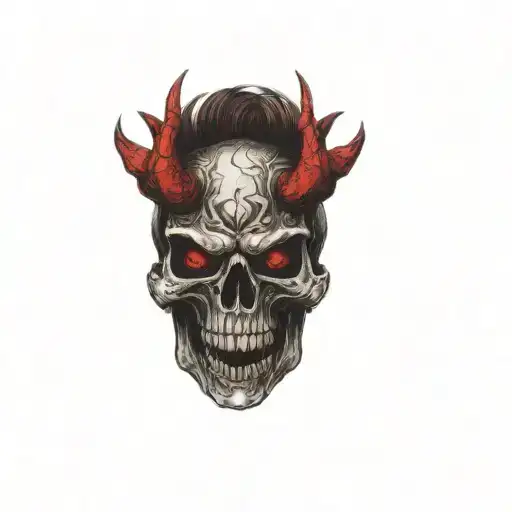A Skull With Red Horns