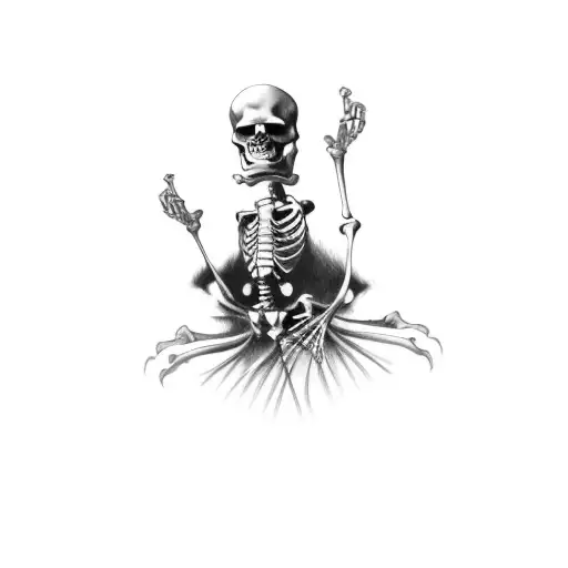 A Skeleton On A Black Background