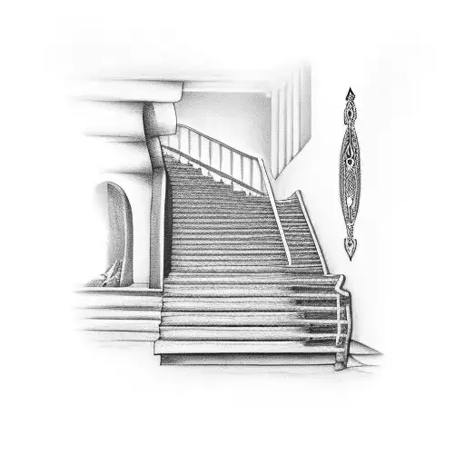 Stairs That Go To A Door That Looks Black