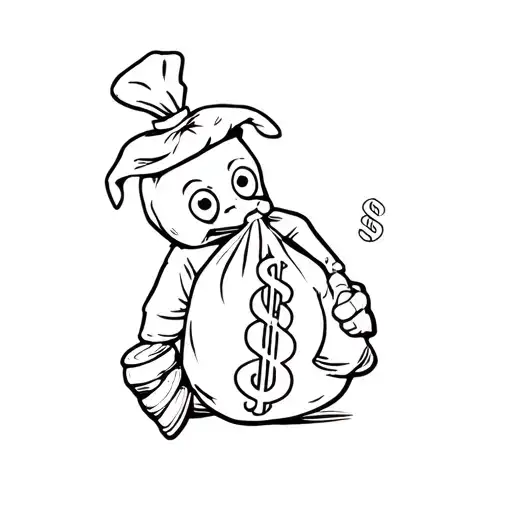 A Cartoon Character Holding A Bag Of Money