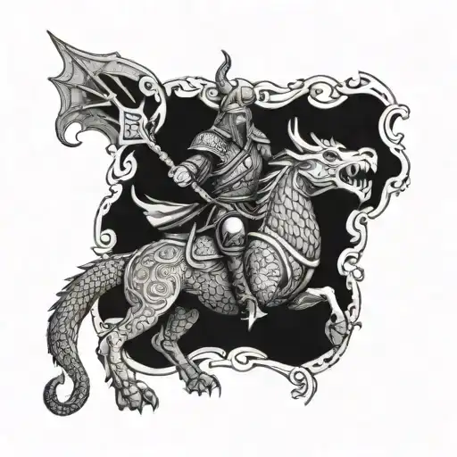 A Viking Warrior Riding A Dragon Into Battle