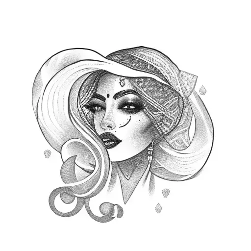 A Blackwork Tattoo Combining Elements Of Katrina And Mexican Culture