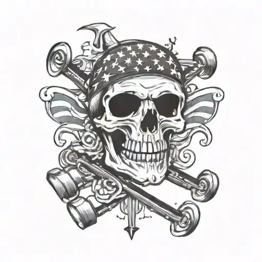 Skateboard Skull Bones Flag Dia